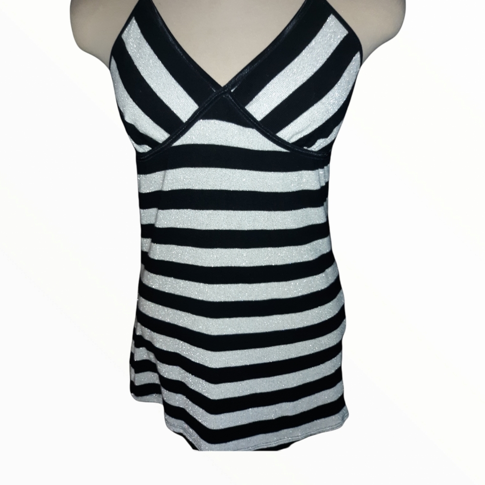 LIPSTICK black & white halter sz Med